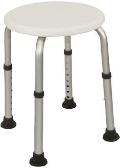 BATH SAFETY PRODUCTS Height Adjustable Bath Stool Composite seat is impact resistant Height adjustable legs in one inch increments Tool-free, easy to install