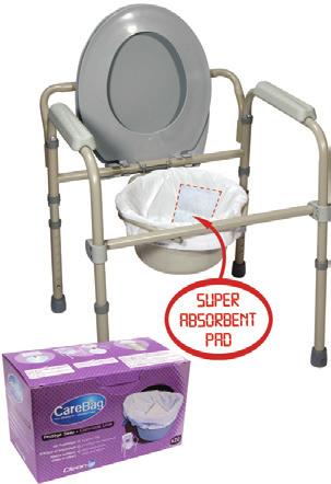 5 quart commode bucket with carry handle and splash shield Commode Liner with Super Absorbent Pad Medical grade pail liner with super absorbent pad Provides