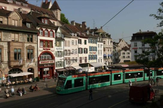 It s easy to get around in Basel Trams and busses depart