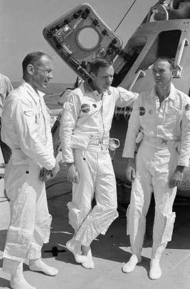 6. The Apollo 11 prime crew (Astronauts Edwin E. Aldrin Jr., lunar module pilot; Neil A.
