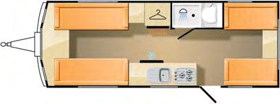 ) 6420mm / 21 1 Bed Options Front: 2 x Single OR 1 x Double Rear: 1 x Double, 1 x Bunk 524-4 Berth Length