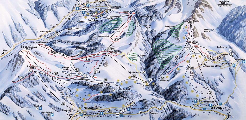 Ski runs at Club Med Villars sur Ollon Ski Lifts 35 Snow Canons 10 Number