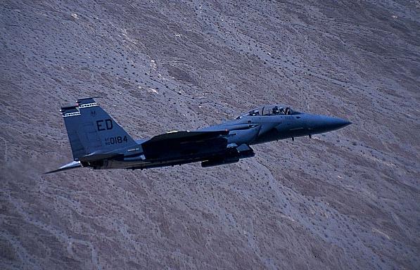 Staff photos by Guy Aceto Above, a student puts an F-15E Strike Eagle through its paces.