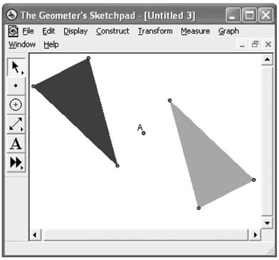 Učenici zaključke zapisuju u bilježnicu. Slika 4. Centralnosimetrična slika trokuta 1. Prikažite skrivene dijelove konstrukcije (Display > Show All Hidden). 2.