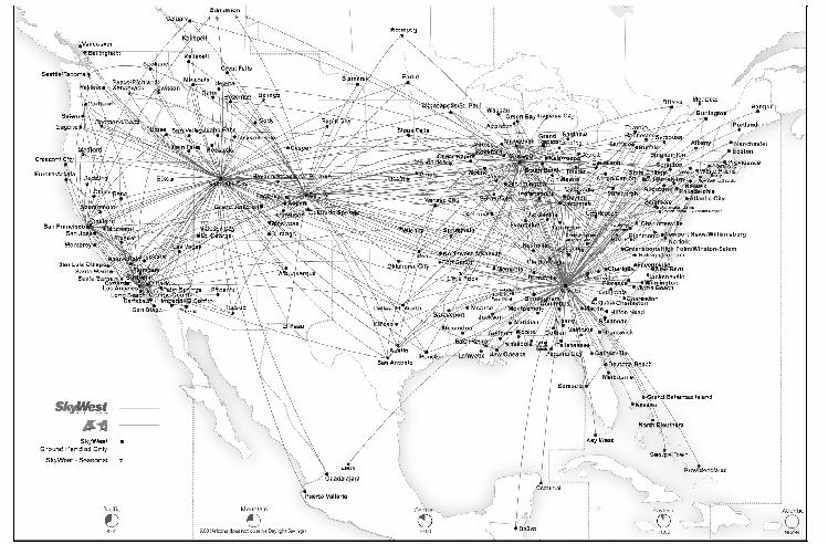 Current Combined Route System: Training and Aircraft Maintenance SkyWest Airlines and ASA s employees perform substantially all routine airframe and engine maintenance and periodic inspection of