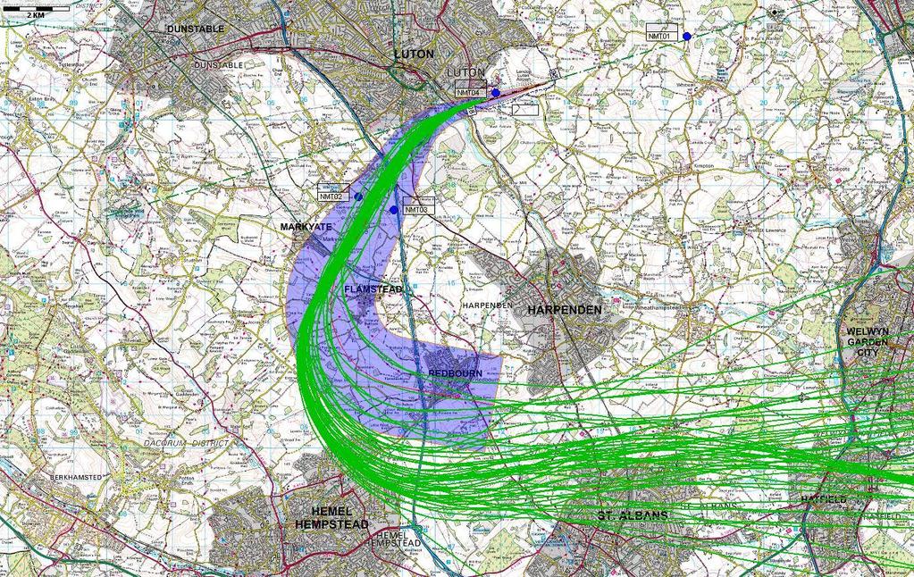 Legend: Current departure flight tracks Current NPR (3km swathe) AONB Current SID Crown Copyright. All rights reserved.