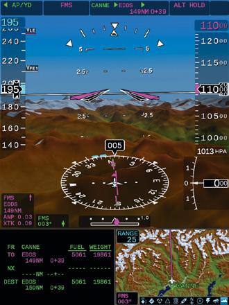 3 4 Primary Flight Display The Primary Flight Display (PFD) is an advanced Electronic Flight Instrument System (EFIS) display, presenting flight critical data such as flight guidance, air data,