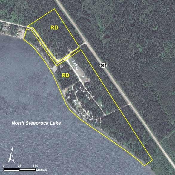 North Steeprock Lake LAND USE CATEGORIES RECREATIONAL DEVELOPMENT (RD) Size: 13.64 ha or 100 per cent of the park.