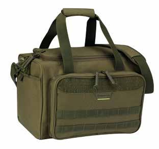 MOLLE webbing on the outside offers room for extra storage and accessories, and the large pouch can carry ear and eye protection