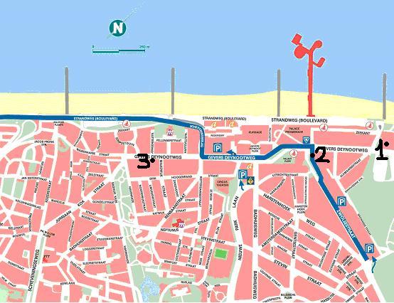 Map Scheveningen 1 = Carlton Beach Hotel 2 =