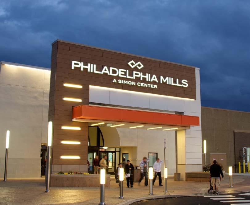 Philadelphia Mills is undergoing a multimillion-dollar renovation to give shoppers a bright, modern, and airy experience. New mall entrances, landscaping, and signage have modernized the façade.