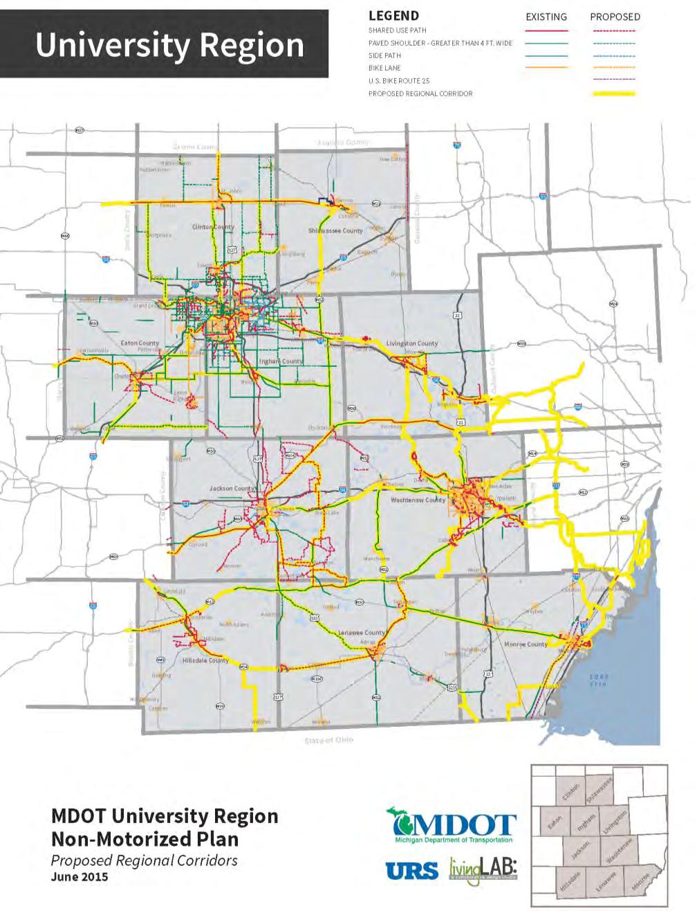 MDOT University Region Non-Motorized Plan In 2015, MDOT prepared a non-motorized plan for the University Region, which includes a 10-county area encompassing Ingham County.