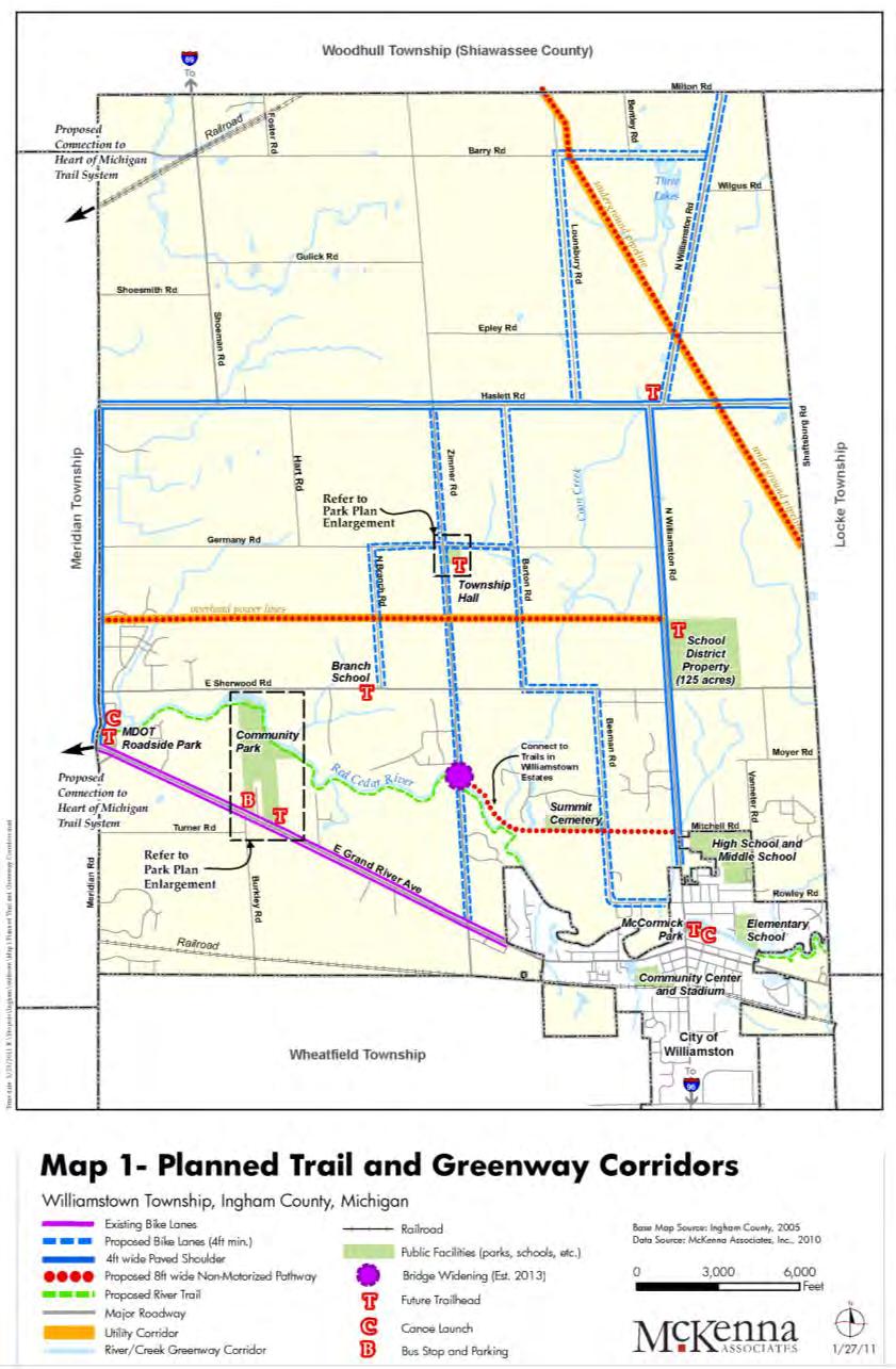 Williamstown Township Williamstown Township 2011 Trails and Greenways Master Plan calls for the development of a network of bike lanes, bike paths and trails throughout the Township.