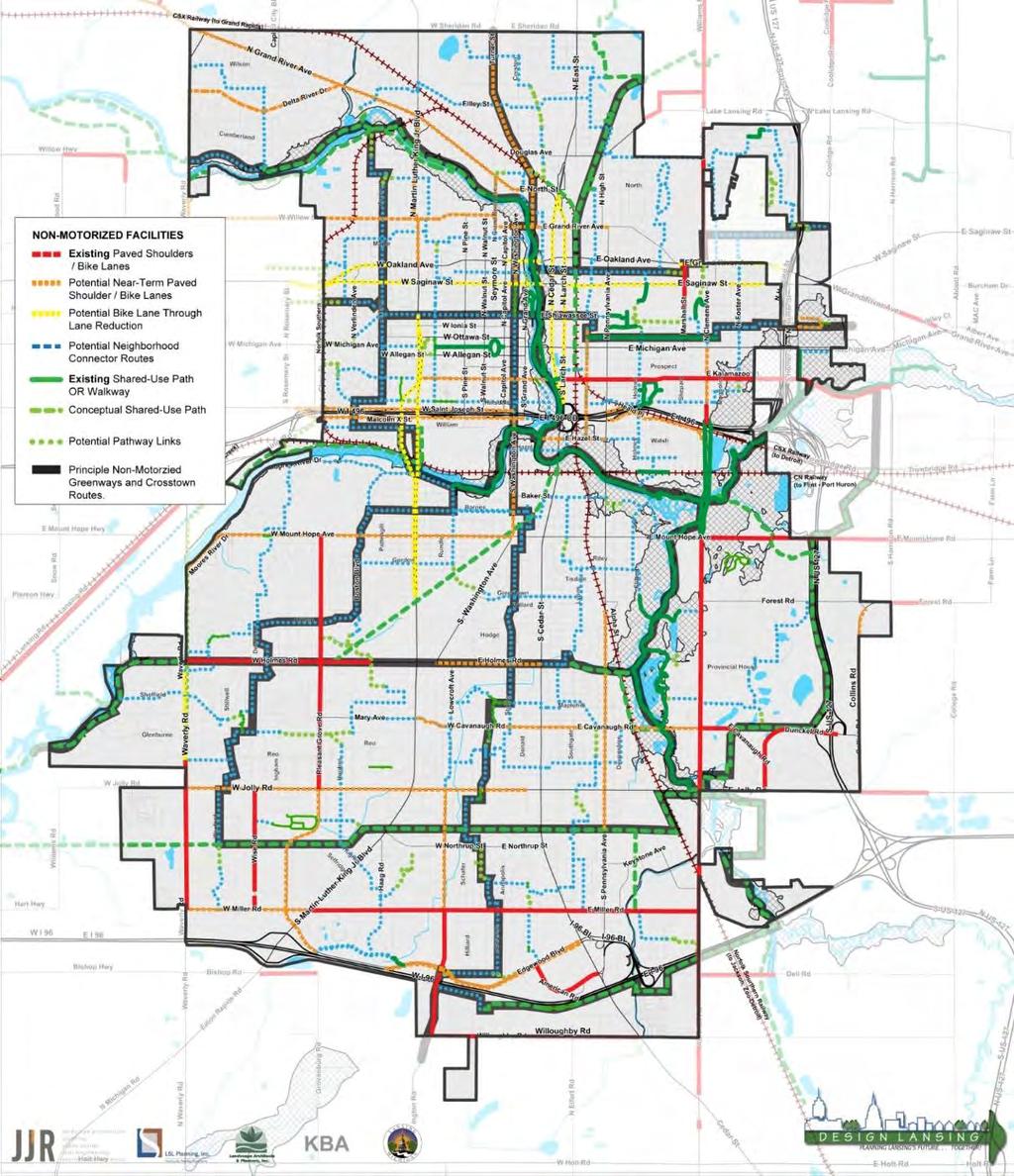 City of Lansing The City of Lansing Non-Motorized Plan includes a vision for establishing a walking and bicycling network that links to a regional nonmotorized system.