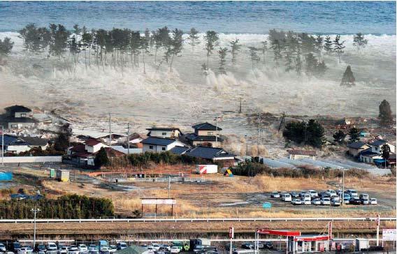 people in the flow western wind tsunami at Natori Miyagi prefecture