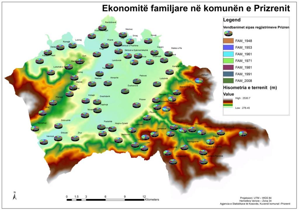 Harta 19. Ekonomitë familjare në komunën Prizrenit nga viti 1948-2008 3.13.