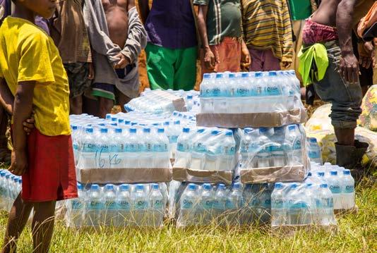 He carried rice and water to the communities around the Bosavi airstrip, and then care packs with soap and hygiene items, pots and plates to Muluma, another village which has become home to around