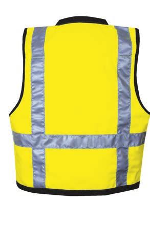 Stacked chest pockets with slotted overlay NON-FR HI-VIS SURVEY VESTS 9 11 Back survey pocket with zip closure on