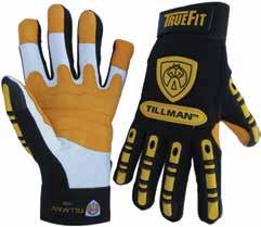 Hand Protection Category 1494 TrueFit Goatskin Ultra TPR Gloves Abrasion-resistant top-grain goatskin palm with thermoplastic rubber (TPR) pads on knuckle, full finger, thumb, and back of hand for