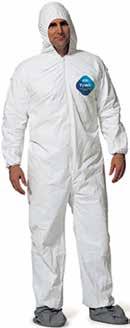 Protective Category Clothing DuPont Tyvek Coveralls Provides an effective barrier for dry, small particles, even after abrasion, with an ideal balance of protection, durability and comfort.