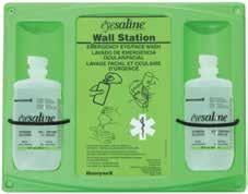 Sealed, sterile bottles contain Eyesaline a buffered, saline solution superior to tap water for emergency eye care. Blow-fill-seal bottles are tamper-resistant, yet easily removed in an emergency.