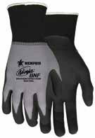 10-gauge 50% cotton/50% polyester shell dipped in natural rubber latex, which provides exceptional abrasion resistance. Features textured palm and fingertips for added durability and grip.