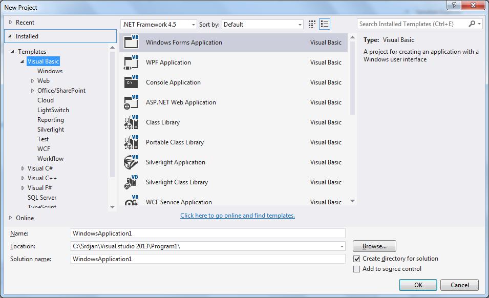 Integrisano razvojno okruženje Visual Studio 2013 59 pripremljenim šablonima formi za pokretanje programa.