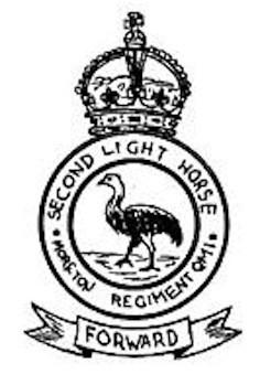 . The hat badge and colour patch of the 2nd Light Horse Regiment of which Douglas was a