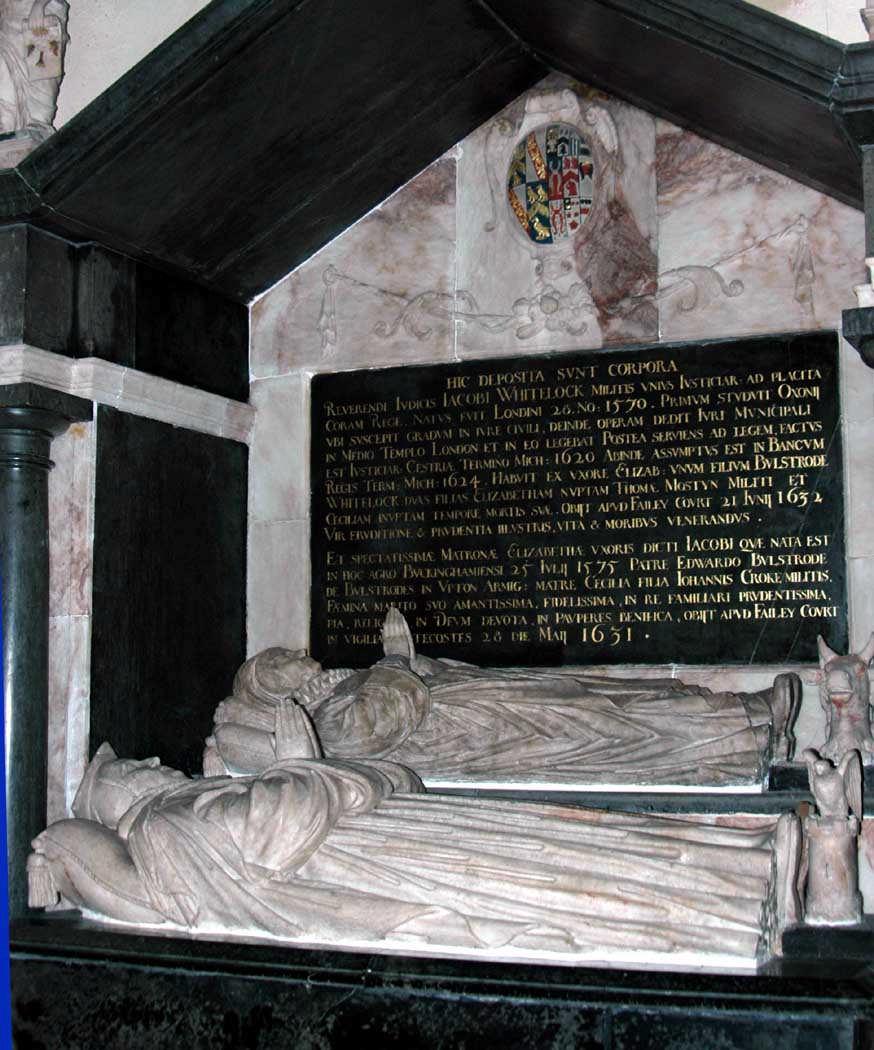 In 1633 a mortuary chapel was added to house a monument to Sir James Whitelock.