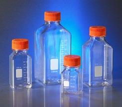 Square Polycarbonate (PC) Storage Bottles Strong, easier to handle, require less space (13% to 20%) on the shelf or in the autoclave Ideal for mixing, sampling, and storage More break-resistant than