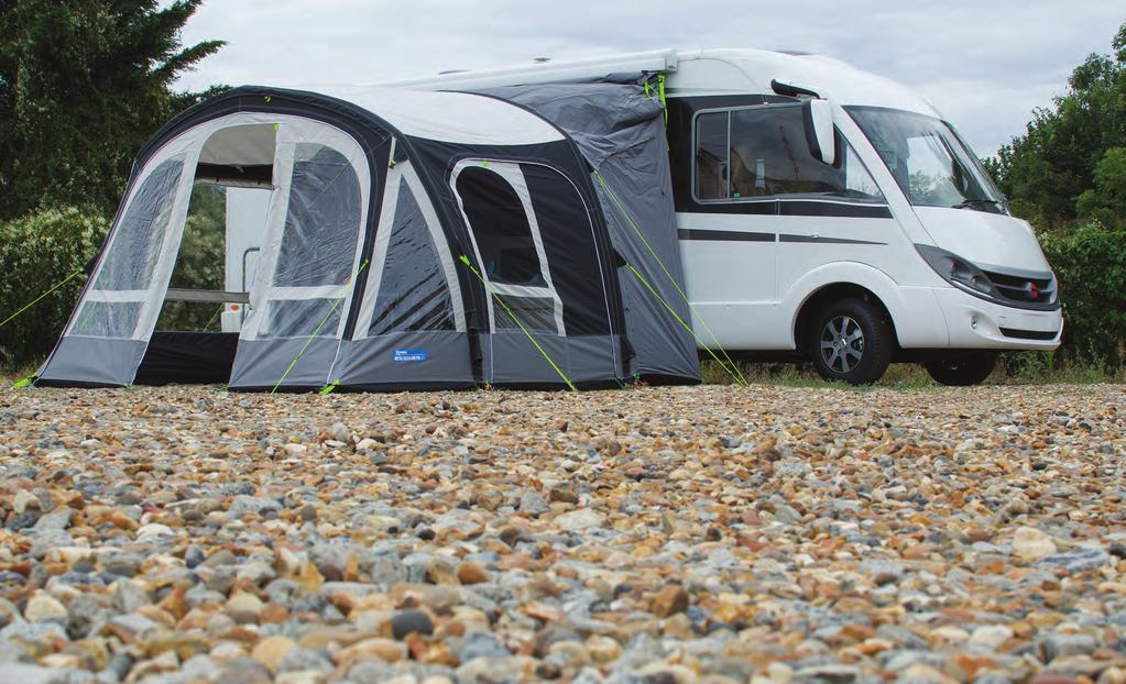 This stunning looking awning not only offers flexibility on the way the front and side panels