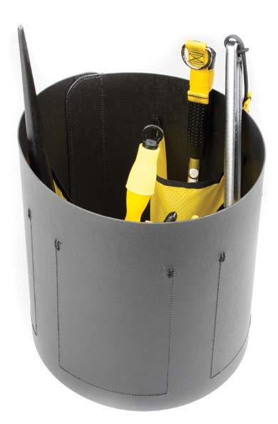 5 gallon plastic buckets clip into the Safe Bucket with a unique hook system.