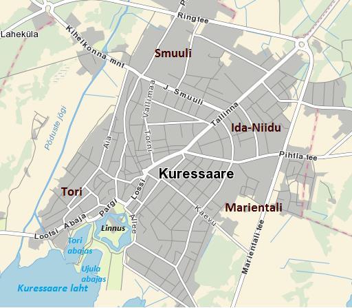 Joonis 1. Kuressaare kaart 2.1.2. Tori linnaosa ajaloost Põduste jõe suudmes asuva Tori linnaosa (joonis 1) planeering pärineb 1794. aastast.