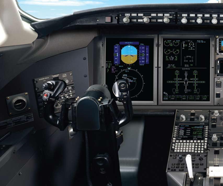 Smart avionics for your Bombardier Challenger 300 flight deck Four large 12 x 10-inch adaptive flight displays combine with dual Rockwell Collins FMS-5000 flight management systems to enhance flight
