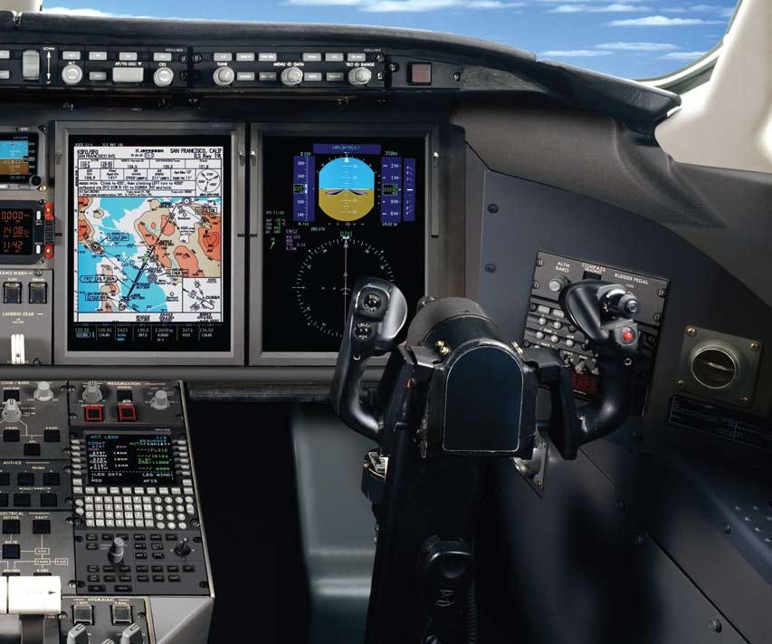STANDARD FLIGHT DECK FEATURES >> Four 12 x 10-inch adaptive flight displays >> Single Integrated Flight Information System (IFIS) with electronic charts >> Engine indication and crew alerting system