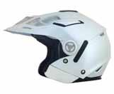FX-55 ADULT OPEN-FACE FROST GRAY WITH INNER SHIELD DOWN FLAT BLACK GLOSS BLACK PEARL WHITE Helmet can be configured one of seven different ways.
