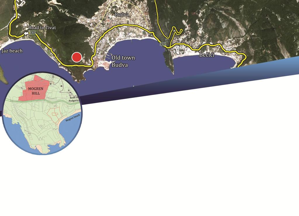 Location is in Budva at slopes of hill Spas, in back part of Mogren beach.