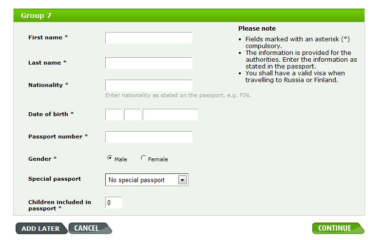 Passport information Fill in the passport information Fill in passport information for both