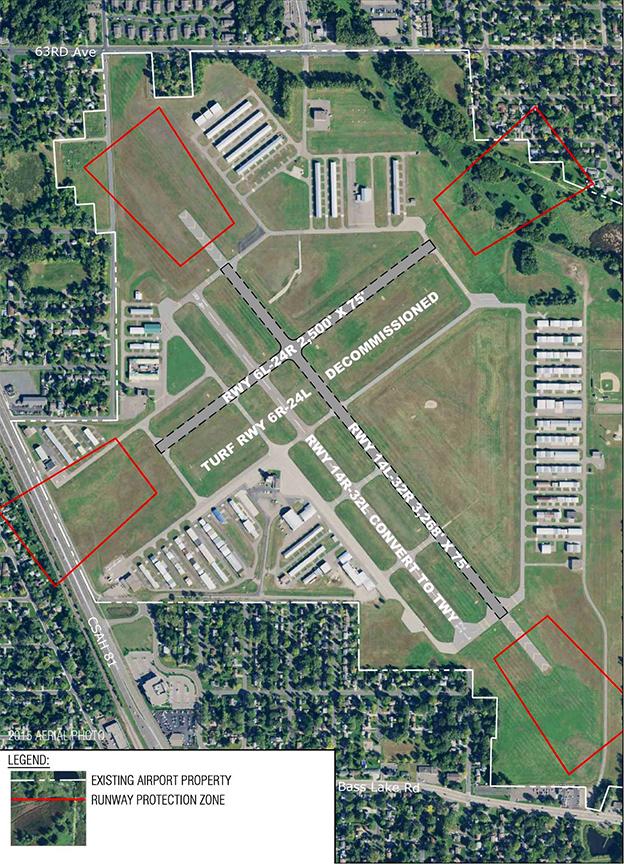 Draft Crystal Long Term Comprehensive Plan Right-size airfield and enhance safety by decommissioning turf crosswind Runway 6R-24L and turning south parallel Runway 14R-32L into a taxiway