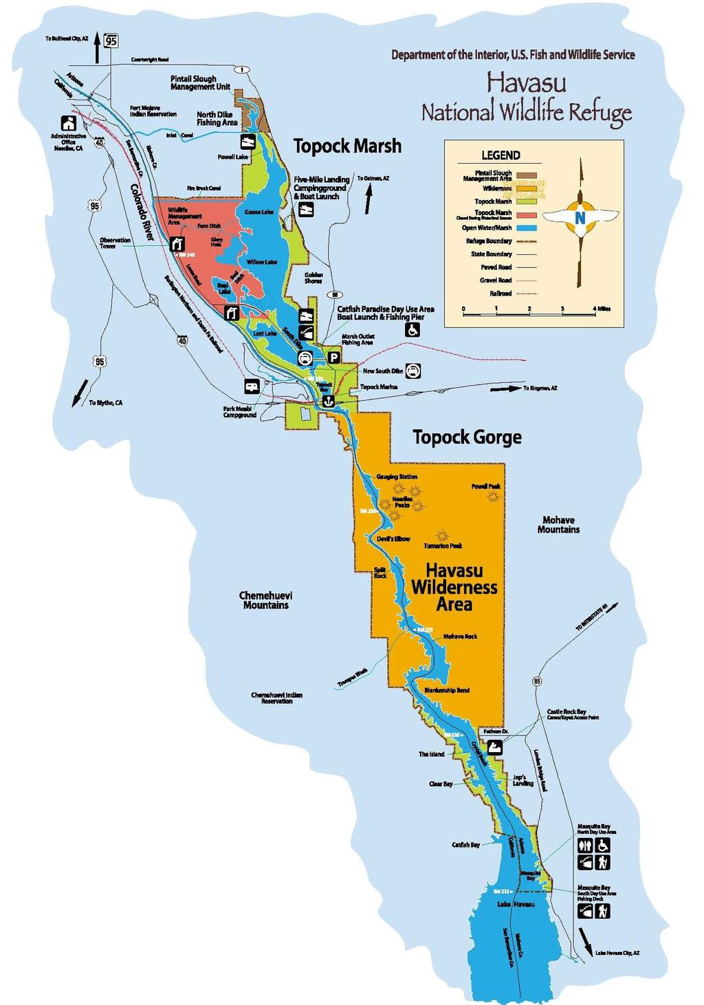 Map of Havasu Refuge and Wilderness as well as immediate
