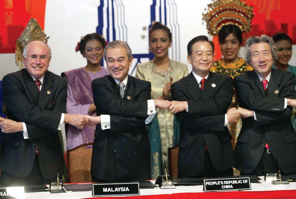 Australian and Japanese Prime Ministers at the first East Asia Summit in Kuala Lumpur in December 2005.