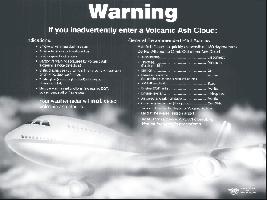 00 Warning If you inadvertently enter a Volcanic Ash Cloud This poster outlines indications and generally