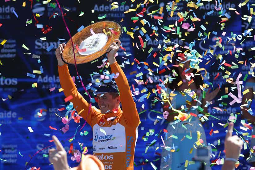 AWARDS OF THE RACE SANTOS OCHRE LEADER S JERSEY The Santos Tour Down Under Ochre Leader s Jersey is awarded to the rider with the fastest cumulative time at the end of each stage and to the overall