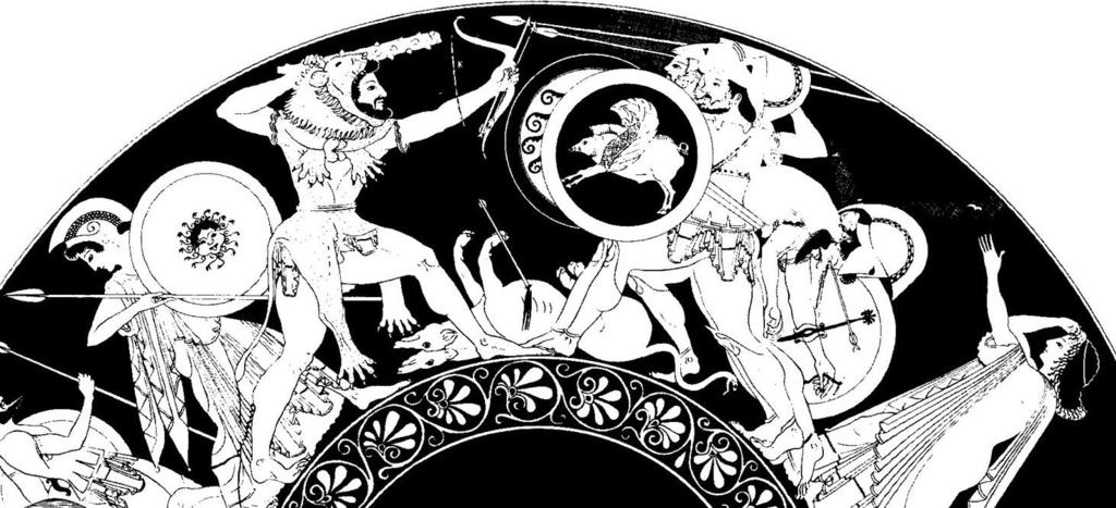 Labour 10 The Kine (cattle) of Geryon Red cows from Cadiz Guarded by Orthus two headed dog Heracles