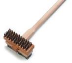 #4002500 #4015300 PIZZA OVEN BRUSH HEAD Crimped brass wire bristles w/full length aluminum scraper on a low-profile head Use with oven turned off 10 x 3 1 2 x 1 1 2 head with 1 1 4 bristle trim