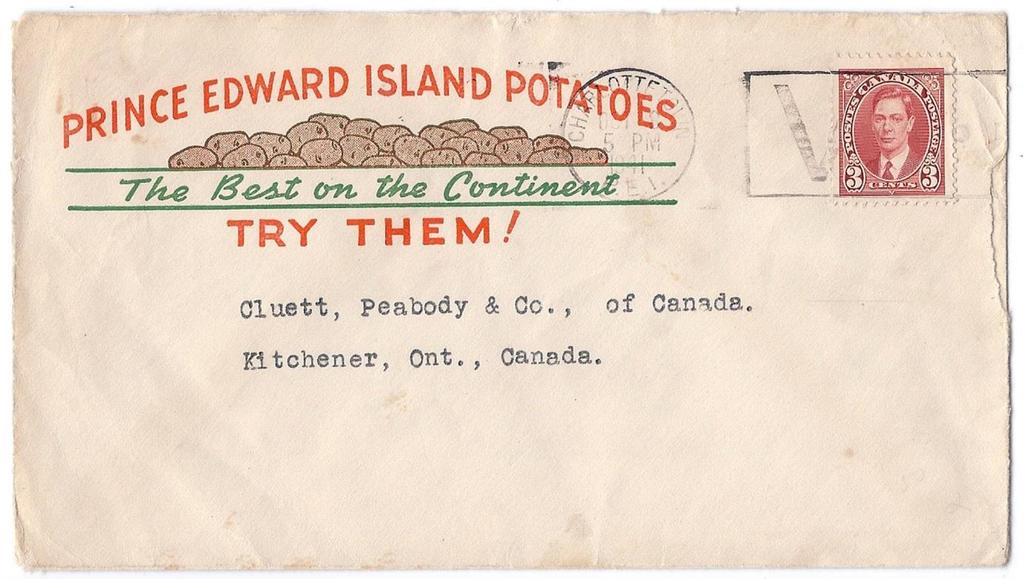 00 SOLD Item 244-30 Prince Edward Island Potatoes 1941, 3 Mufti tied by