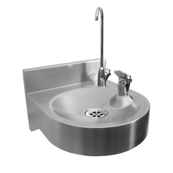 Stainless Steel Combined Drinking Fountain With Bottle Filler Product Code WH-DFBF-WRAS Stainless steel wall mounted drinking fountain with bottle filler spout.