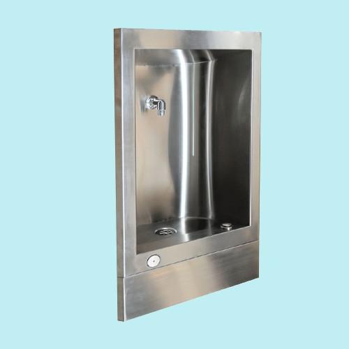 Stainless Steel Recessed Bottle Filler Station Product Code BFS Stainless steel recessed bottle filling station complete with press button valve, bottle filling spout and waste fitting.