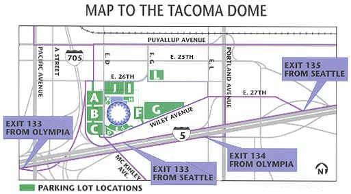Tacoma Dome Arena: Loading and Unloading Information Loading and unloading will be at the entrance across from the F lot and will begin at 7:30 a.m. the day of the fair Parking Passes can be used for the F and G Lots only.