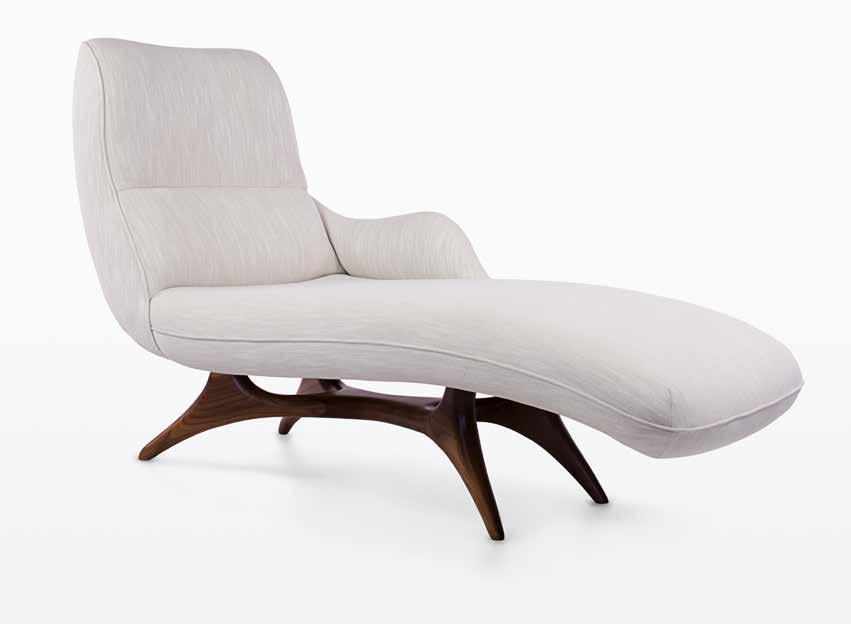 6910-W Erica Chaise Designed 1969 Base: Walnut Specify Left or Right Facing COM: